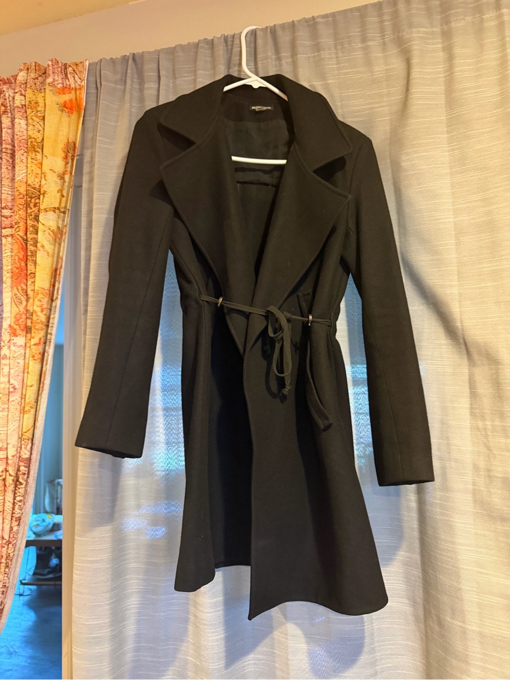 Ann Demeulemeester Black Tie-Waist Wool Coat